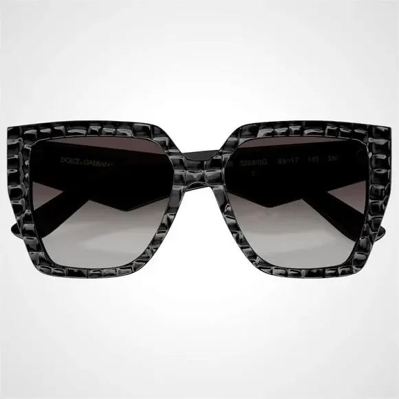 Dolce & Gabbana Sunglasses Black Embossed Cocco Square  display picture 1